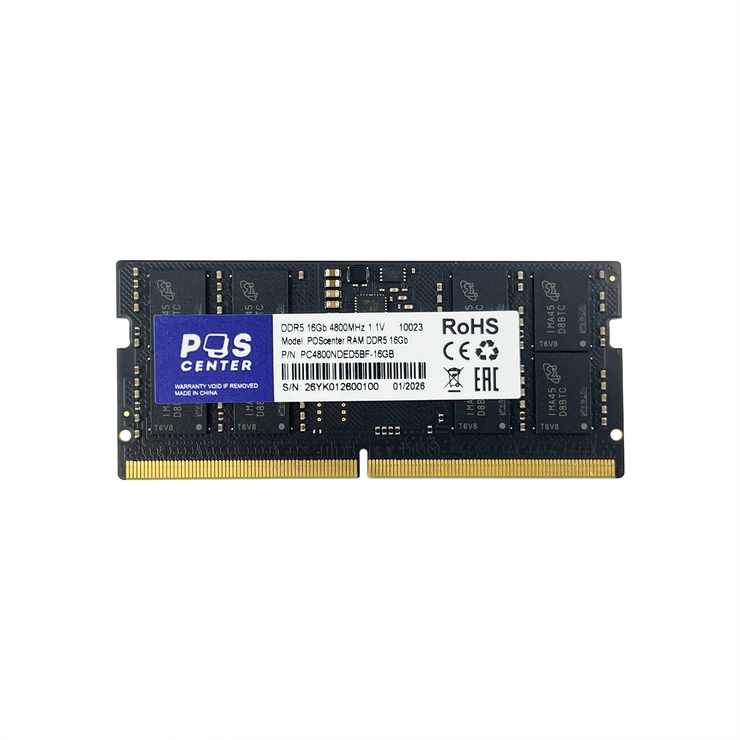 Модуль памяти DDR5 POScenter SODIMM, 1.1 В, 4800 МГц, 16 Гб