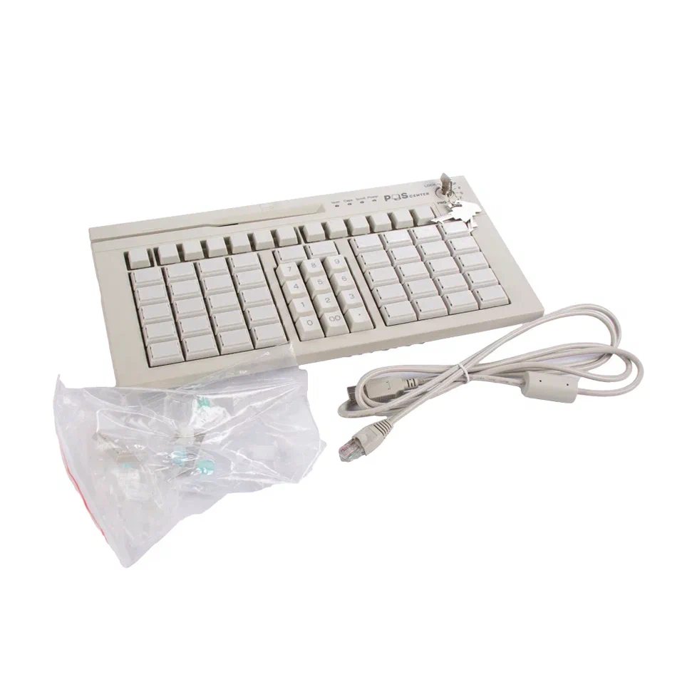 Клавиатура программируемая POScenter S67 (мод. 63 клавиши, MSR, ключ, USB, 3,0 м.), белая