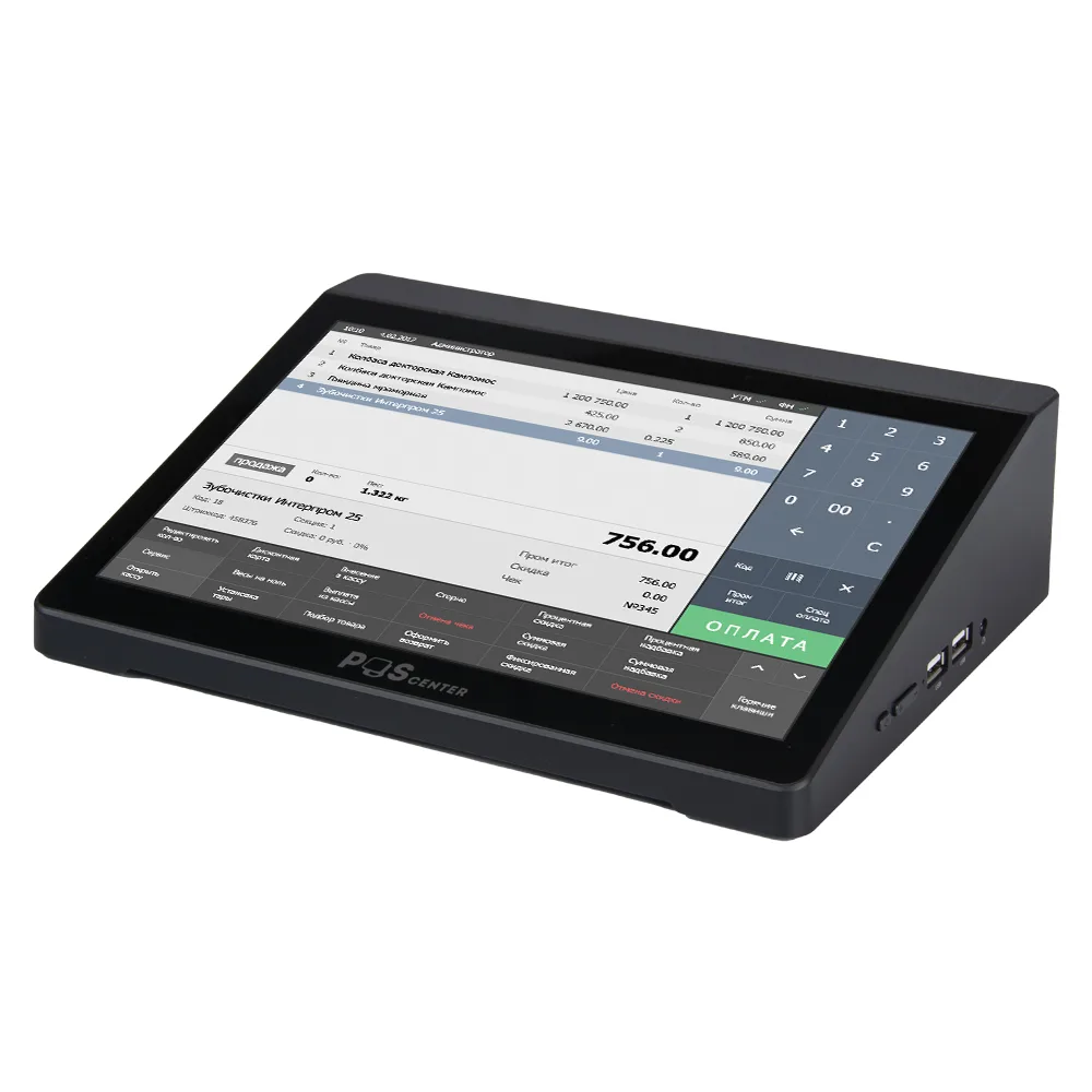Компактный сенсорный POS-терминал POScenter Prime (10,1", J3455; RAM4Gb; eMMC64GB, WiFi, BT, АКБ, 2*USB 3.0; 2*USB 2.0; 1*RS232; 1*HDMI; 1* LAN, блок питания 12V2A, Vesa 75х75) без ОС