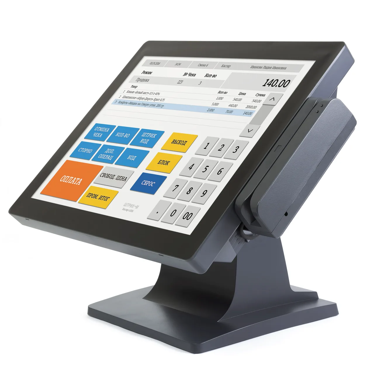 Cенсорный моноблок POScenter Start-M (15", Resistive touch, Intel J1900 2.0GHz; 4Gb RAM; 64Gb SSD, MSR) без ОС