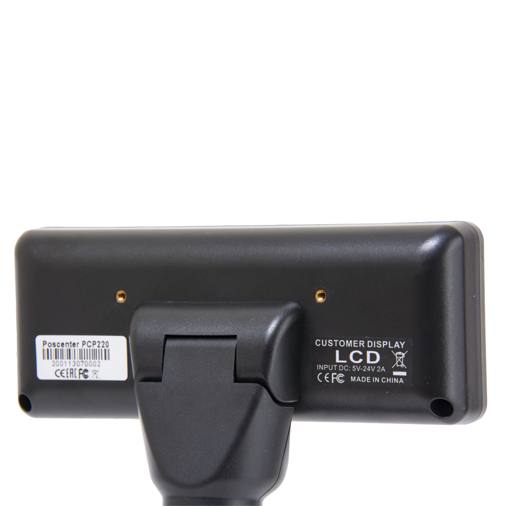 Дисплей покупателя POScenter PCP220 (USB, LCD 2х20, белые символы на синем фоне), подставка, USB кабель 3.0 м., черный