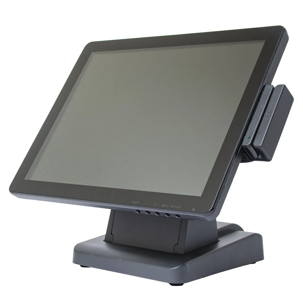 Монитор сенсорный POScenter 15" (Touch, Г- обр. HDMI+VGA+AUX, Spk, двусторонний MSR, БП, подставка ), черный